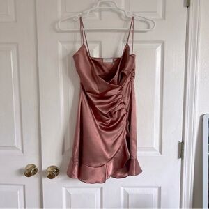 Boutique Rose Gold Ruffle Mini Dress